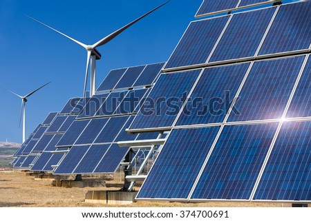 Power plant using renewable solar energy with sun and wind turbine
