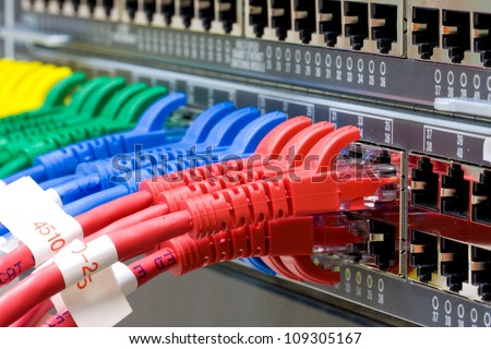 Ethernet Network Switch on Network Switch And Utp Ethernet Cables Stock Photo 109305167