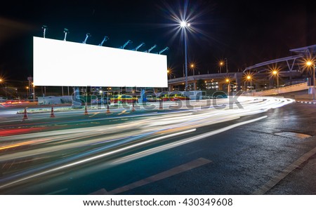 billboard blank for outdoor advertising poster or blank billboard at night time for advertisement. street light