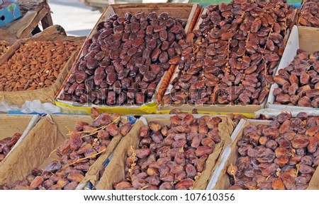 Dates (date fruits) on display in the street market