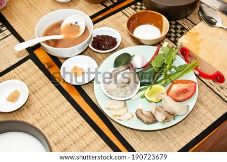 Ingredients for tom yum soup (Tom Yum Goong)