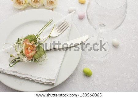 Wedding Dinner with Roses and Confetti