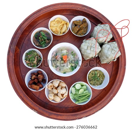 traditional meal set that popular attraction in areas of Northern Thailand, Chiang Mai. Isolated kantoke