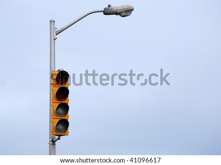 Traffic Signal Lights on a Street Light Pole