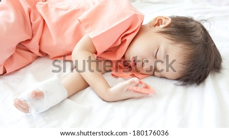 Boy sleeping in hospital patients