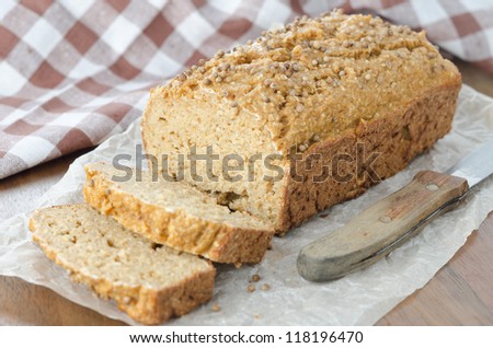 Homemade bread with bran and coriander seeds horizontal