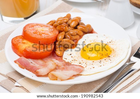 Traditional English breakfast, close-up