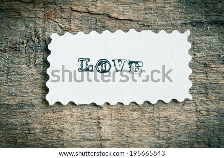 card with sample text Love