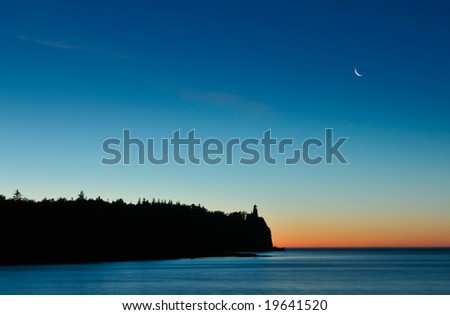 Split Rock Lighthouse Sunrise & Fingernail Moon - Two Harbors, Minnesota