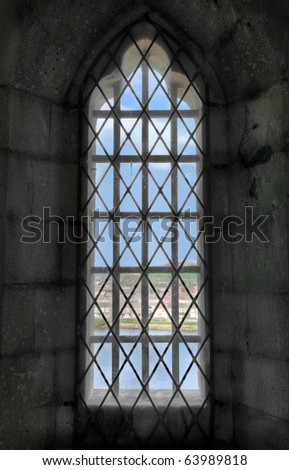 View out the Castle Window - view of city beyond castle walls