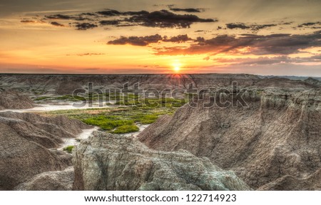 Door Trail Sunrise - Sun Up - Badlands National Park in South Dakota