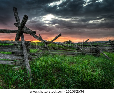 Split-Rail Fence and Sunrise - Maryland