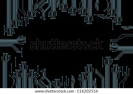 Circuit board isolated in black background