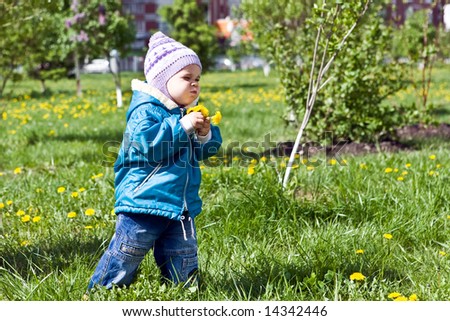 Walking in target in park we collect dandelions.