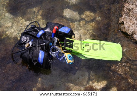 Diving equipment waiting for dive
