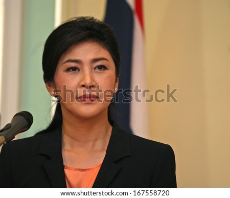 Putrajaya, Malaysia, February 28, 2013: Thai Prime Minister Yingluck Shinawatra Talks During A Joint Press Conference In Putrajaya, Outside Kuala Lumpur, Malaysia.