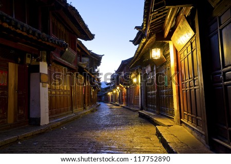Lijiang old town at morning, China.