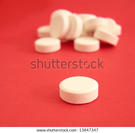 White tablets. Focus on the first plane