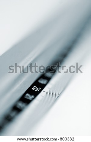 Office silver ruler with millimeter scale