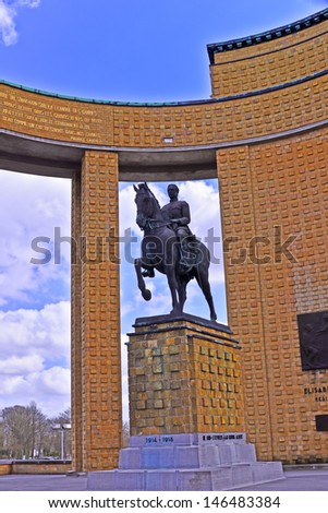 NIEUWPORT, BELGIUM-APRIL 18: The memorial honoring King Albert I of Belgium on April 18, 2013. King Albert was known as the Belgian \