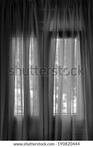 Closed window curtain abstract background. Black and white.