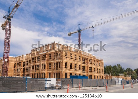 New low-rise apartments building construction