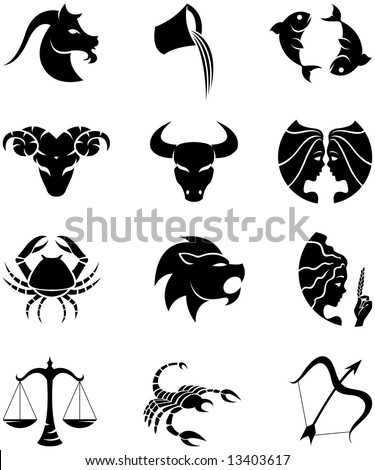 stock photo Logolike Zodiac Star Signs isolated on a white background