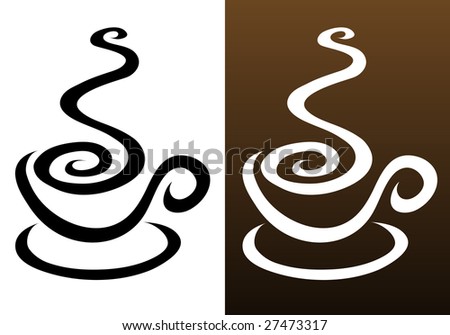 stock vector : coffee cup icons in 2 colours