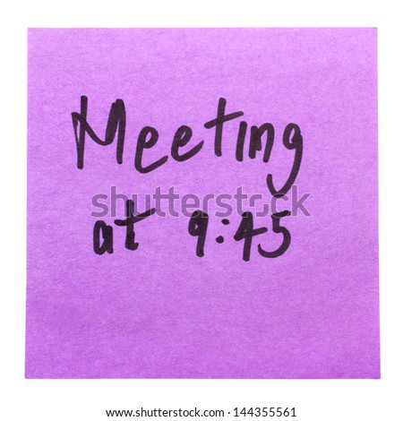 Word Meeting written on an adhesive note