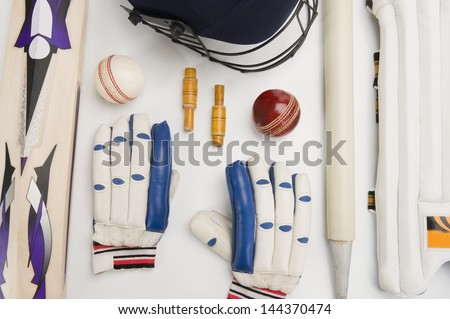 Close-up of cricket equipment