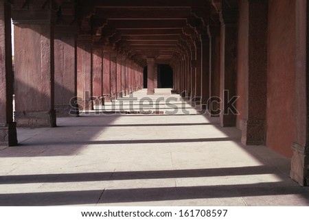 Empty corridor in a palace, Fatehpur Sikri, Agra, Uttar Pradesh, India