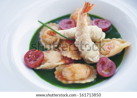 Seafood served in a plate, Sorrento, Campania, Italy