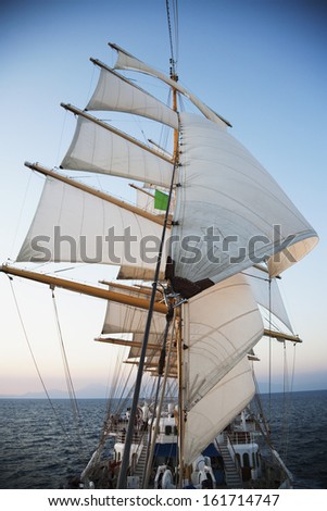 Clipper ship in the sea, Amalfi, Province Of Salerno, Gulf Of Salerno, Tyrrhenian Sea, Campania, Italy