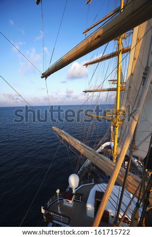 Clipper ship in the sea, Tyrrhenian Sea, Sicily, Italy