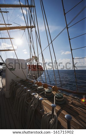 Clipper ship in the sea, Tyrrhenian Sea, Sicily, Italy
