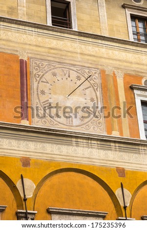 Low angle view of a clock on the wall of a building, Rome, Rome Province, Lazio, Italy