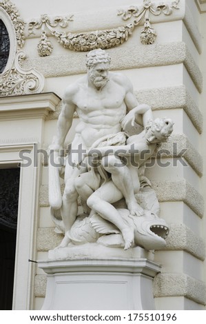 Hercules Staute Inside Hofburg Palace Yard (Viena, Austria) Fighting Queen Of The Amazons, Hyppolyte To Obtain Her Belt