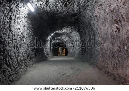 Tunnel in salt mine from Praid, Romania