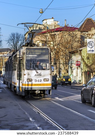 BUCHAREST, ROMANIA - DECEMBER 11, 2014:  RATB an autonomous company operates all public transport network of buses, trams and trolleybuses in Bucharest