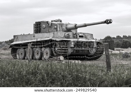 Military equipment since World War II. German tank.Tigr