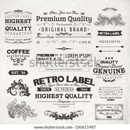 Logo Design Vintage on Retro Elements For Calligraphic Designs   Vintage Ornaments   Premium