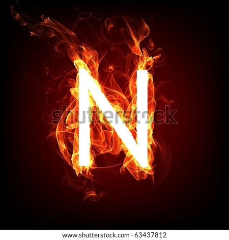 Logo Design Letter on Fiery Font For Hot Flame Design  Letter N Stock Photo 63437812