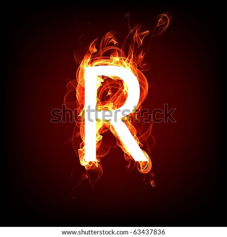 Logo Design Letter on Fiery Font For Hot Flame Design  Letter R Stock Photo 63437836
