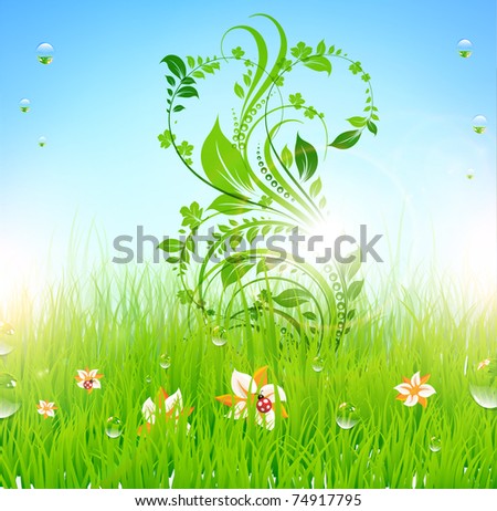wallpaper summer flower. stock vector : Summer grass