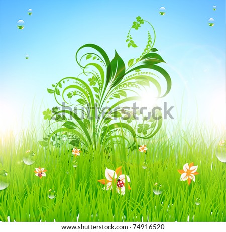 wallpaper summer flower. stock vector : Summer grass
