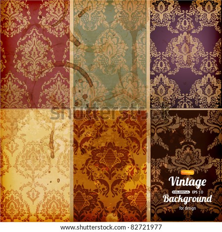 Seamless wallpaper set for vector retro background Seamless wallpaper set for vector retro background