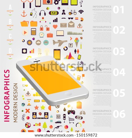 Business infographic template Mobile phones technology Diagrams and icons set Numbered banners Minimal style design for business graphic Cutout lines and other website design elements Business infographic template Mobile phones technology Diagrams and icons set Numbered banners Minimal style design for business graphic Cutout lines and other website design elements