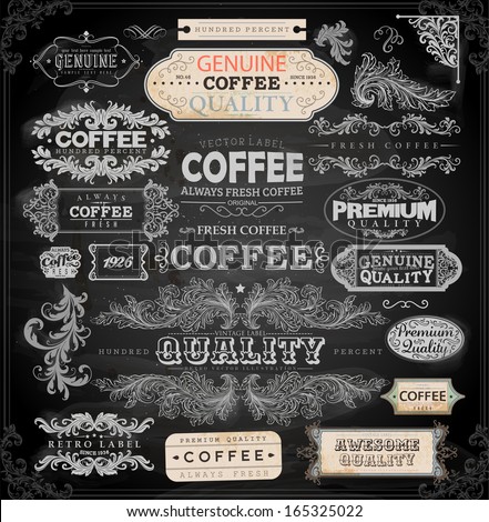Old style Coffee frames and labels Retro floral ornaments Vintage ribbons borders and other elements collection for Coffee design eps10 vector set Old style Coffee frames and labels Retro floral ornaments Vintage ribbons borders and other elements collection for Coffee design eps10 vector set