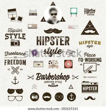 Hipster style infographics elements and icons set for retro design Hipster style infographics elements and icons set for retro design