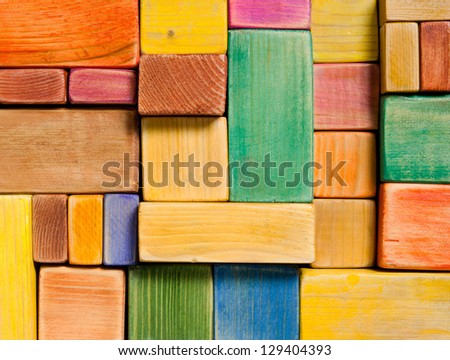 Wooden color toy blocks background